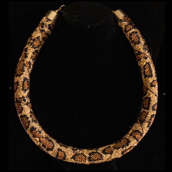 Seed Bead Leopard Rope Necklace - Picture 2 of 2